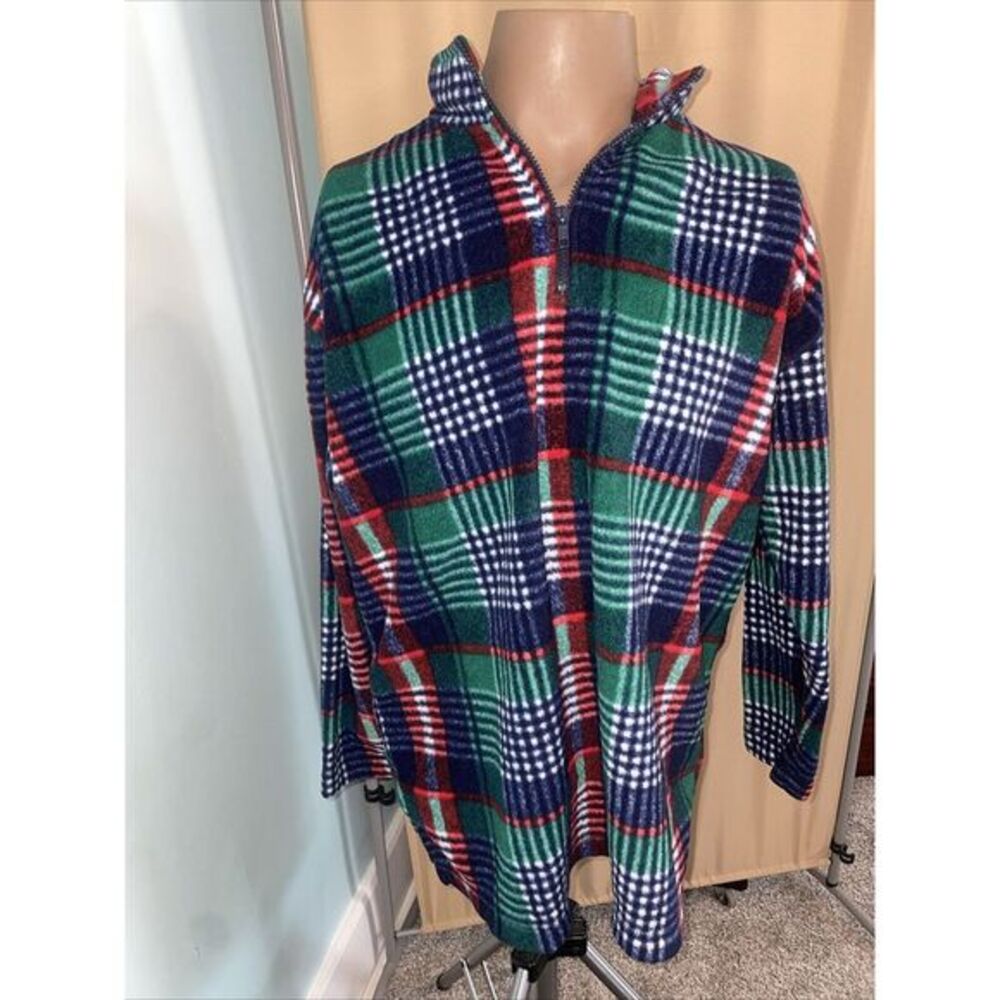 Jennifer Moore Activewear Plaid Multicolor Fleece‎ VTG Christmas Red Green Med.